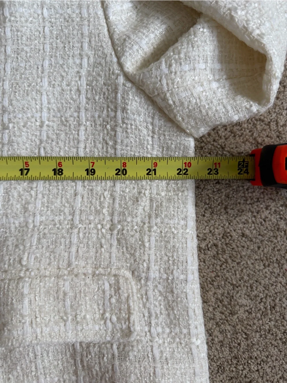 NWT Zara Ivory Textured Tweed Blazer with Gold Buttons